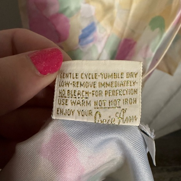 Vintage Lucie Ann Satin Pastel Floral Robe Neglige Medium - Picture 12 of 13